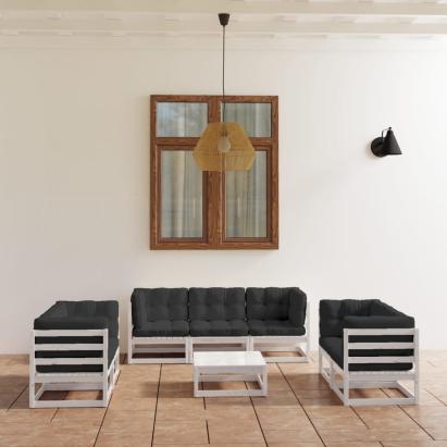 Set mobilier de grădină cu perne, 8 piese, lemn masiv de pin GartenMobel Dekor