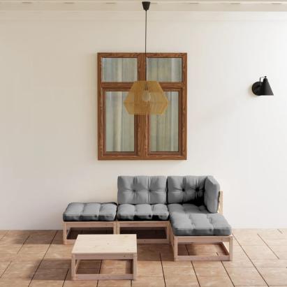 Set mobilier de grădină cu perne, 5 piese, lemn masiv de pin GartenMobel Dekor
