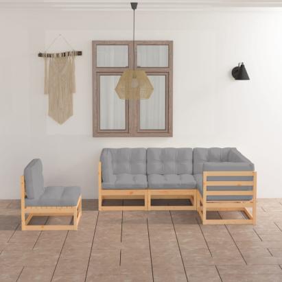 Set mobilier de grădină, 5 piese, cu perne, lemn masiv de pin GartenMobel Dekor