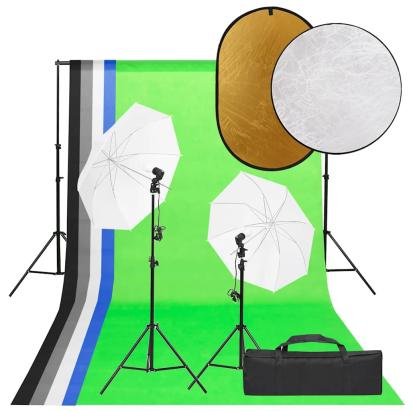 Set studio foto cu lumină, fundal și reflector GartenMobel Dekor