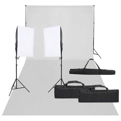 Kit studio foto cu set de lumină și fundal GartenMobel Dekor