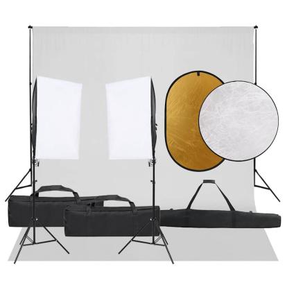Kit studio foto cu set de lumini, fundal și reflector GartenMobel Dekor