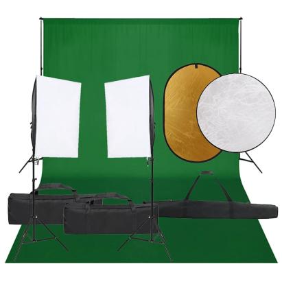 Kit studio foto cu set de lumini, fundal și reflector GartenMobel Dekor