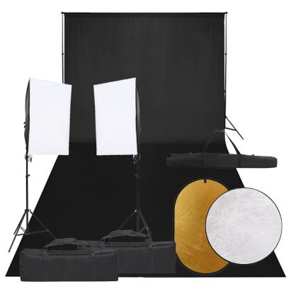 Kit studio foto cu set de lumini, fundal și reflector GartenMobel Dekor