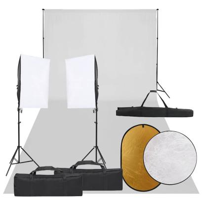Kit studio foto cu set de lumini, fundal și reflector GartenMobel Dekor