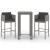 Set mobilier bar de grădină, cu perne, 3 piese, gri, poliratan GartenMobel Dekor