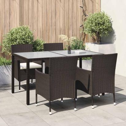 Set mobilier de exterior cu perne, 5 piese, maro, poliratan GartenMobel Dekor