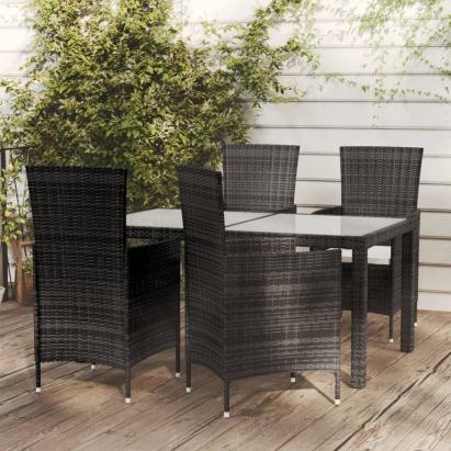 Set mobilier de exterior cu perne, 5 piese, negru, poliratan GartenMobel Dekor