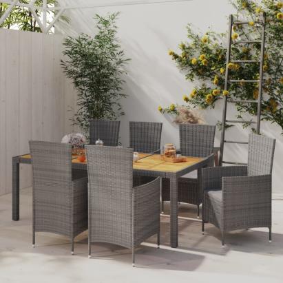 Set mobilier de grădină cu perne, 7 piese, gri, poliratan GartenMobel Dekor