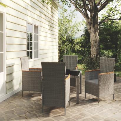 Set mobilier de exterior cu perne, 5 piese, gri, poliratan GartenMobel Dekor