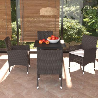 Set mobilier de grădină cu perne, 5 piese, maro, poliratan GartenMobel Dekor