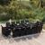 Set mobilier de exterior cu perne, 15 piese, negru, poliratan GartenMobel Dekor