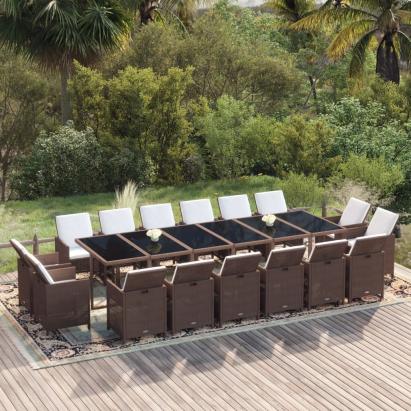 Set mobilier de grădină cu perne, 17 piese, negru, poliratan GartenMobel Dekor