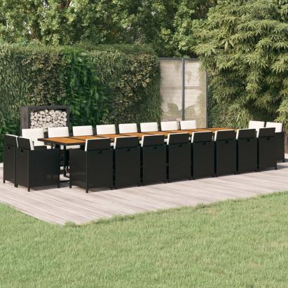 Set mobilier de grădină cu perne, 21 piese, negru, poliratan GartenMobel Dekor