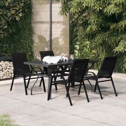 Set de servit masa pentru grădină, 5 piese, negru GartenMobel Dekor