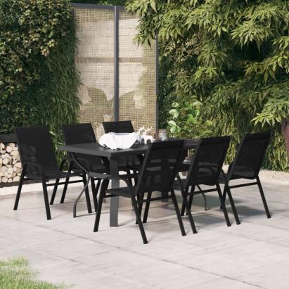 Set de servit masa pentru grădină, 7 piese, negru GartenMobel Dekor