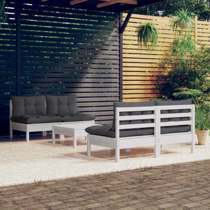 Set mobilier grădină cu perne antracit, 5 piese, lemn de pin GartenMobel Dekor