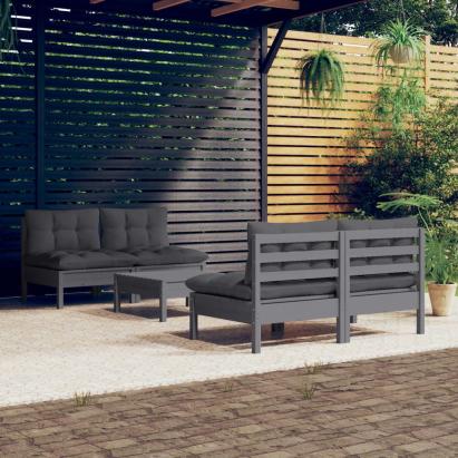 Set mobilier grădină cu perne antracit, 5 piese, lemn de pin GartenMobel Dekor