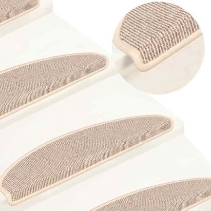 Covorașe pentru scări, 15 buc., 65x21x4 cm, alb și maro, semirotunde, mari GartenMobel Dekor