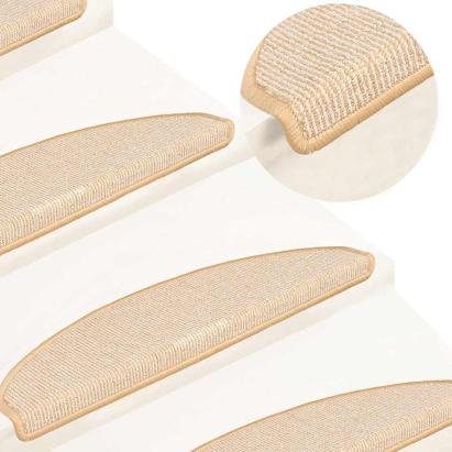 Covorașe pentru scări, 15 buc., 65x21x4 cm, crem, semirotunde, mari GartenMobel Dekor