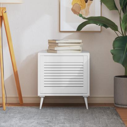 Ușă de dulap design lambriu, alb, 39,5x49,4 cm, lemn masiv pin GartenMobel Dekor