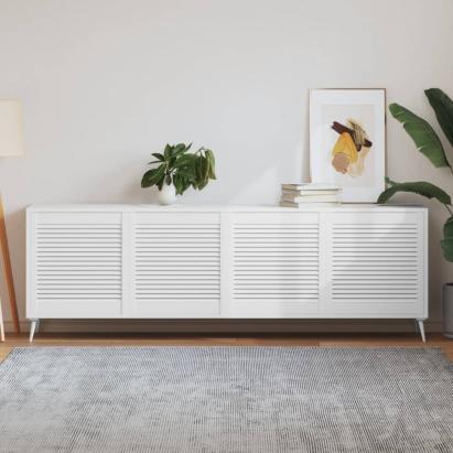 Uși dulap design lambriu 4 buc. alb 61,5x59,4 cm lemn masiv pin GartenMobel Dekor