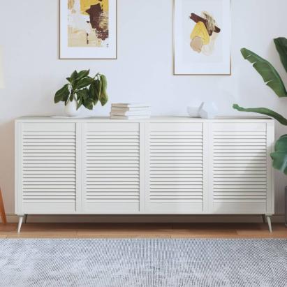 Uși dulap design lambriu 4 buc. alb 69x49,4 cm, lemn masiv pin GartenMobel Dekor