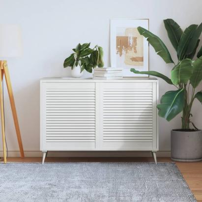 Uși dulap design lambriu 2 buc. alb 69x59,4 cm, lemn masiv pin GartenMobel Dekor