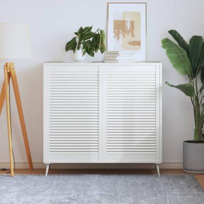 Uși dulap design lambriu 2 buc. alb 99,3x59,4 cm lemn masiv pin GartenMobel Dekor