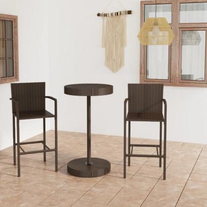Set mobilier de bar de grădină, 3 piese, maro, poliratan GartenMobel Dekor