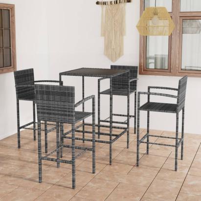 Set mobilier bar de grădină, 5 piese, gri, poliratan GartenMobel Dekor