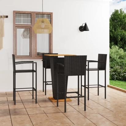Set mobilier bar de gradină, 5 piese, negru GartenMobel Dekor