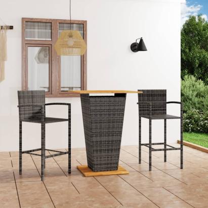 Set mobilier de bar de grădină, 3 piese, gri GartenMobel Dekor