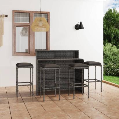 Set mobilier bar de grădină cu perne, 5 piese, gri GartenMobel Dekor