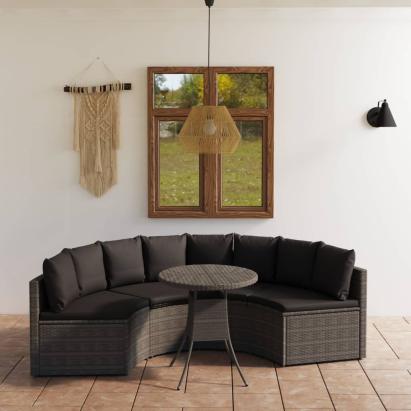 Set mobilier de grădină cu perne, 5 piese, gri, poliratan GartenMobel Dekor
