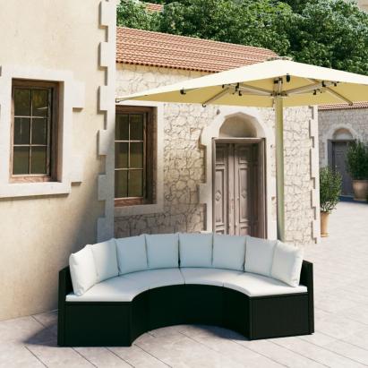 Set mobilier de grădină cu perne, 4 piese, negru, poliratan GartenMobel Dekor
