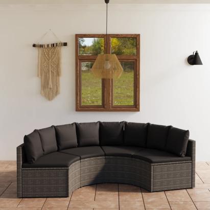 Set mobilier de grădină cu perne, 4 piese, gri, poliratan GartenMobel Dekor