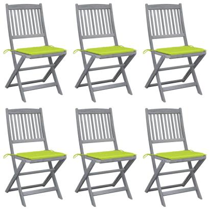 Scaune pliante de exterior cu perne 6 buc. lemn masiv de acacia GartenMobel Dekor