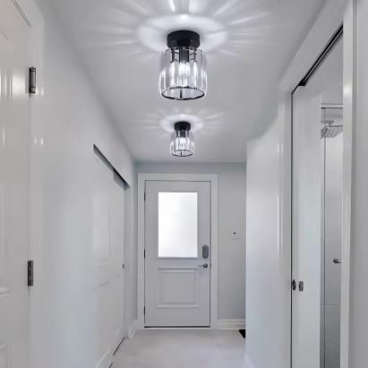 Lustra clasică Georgiana, 1xE27, abajur din sticlă, negru, metal