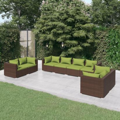 Set mobilier de grădină cu perne, 8 piese, maro, poliratan GartenMobel Dekor
