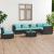 Set mobilier de grădină cu perne, 7 piese, negru, poliratan GartenMobel Dekor