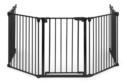 Balustradă de siguranță pliabilă pentru copii și animale, 5 panouri, metal negru, 60 cm