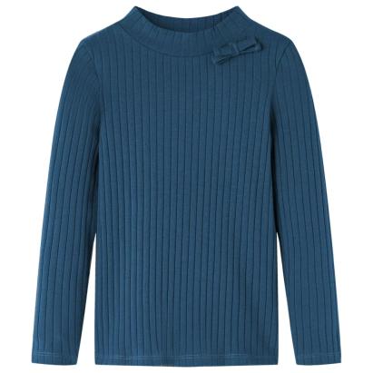 Tricou de copii cu mâneci lungi, tricot cu nervuri, bleumarin, 104 GartenMobel Dekor