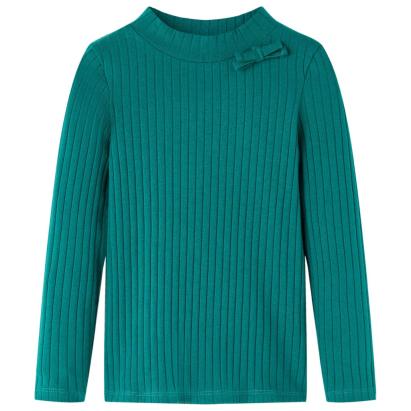 Tricou de copii cu mâneci lungi, tricot cu nervuri, verde închis, 104 GartenMobel Dekor