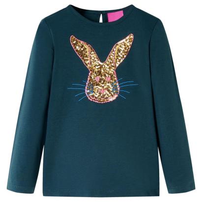 Tricou de copii cu mâneci lungi, verde închis, 128 GartenMobel Dekor