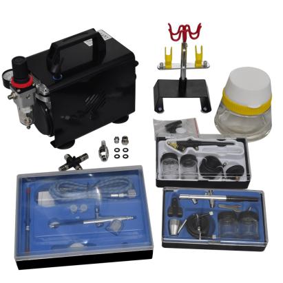 Set compresor aerograf cu 3 pistoale și mini compresor, 1/6 CP vidaXL