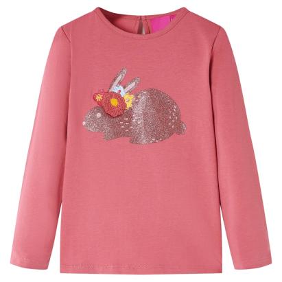 Tricou pentru copii cu mâneci lungi, roz antichizat, 140 GartenMobel Dekor