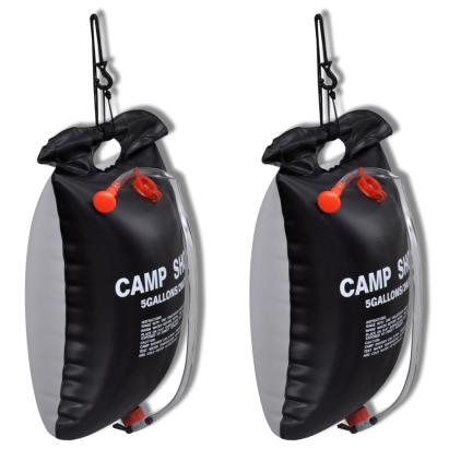 Duș de tabără, duș solar baie de exterior, 20 L, 2 buc GartenMobel Dekor
