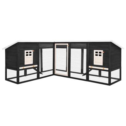 Cușcă iepuri exterior, spațiu de joacă, gri/alb, lemn de brad GartenMobel Dekor