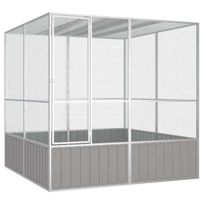Colivie pentru păsări gri 213,5x217,5x211,5 cm oțel galvanizat GartenMobel Dekor